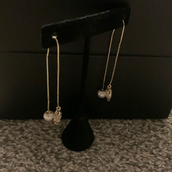 Antique beautifully 2 layer gold Pearl earrings with pink stone18K gold - Picture 1 of 3